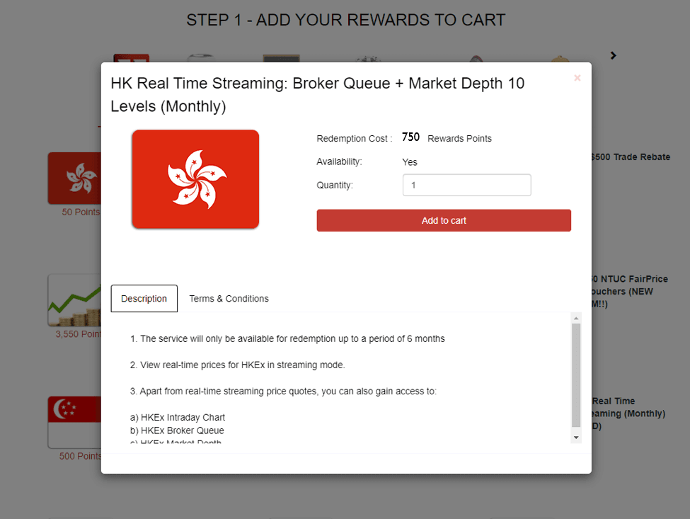 Select the item you wish to redeem and hit the Subscribe button
